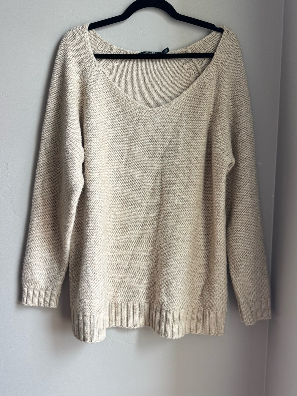 Lauren Ralph Lauren Chunky Knit Sweater  Cottagecore Coastal Neutral Chic XL